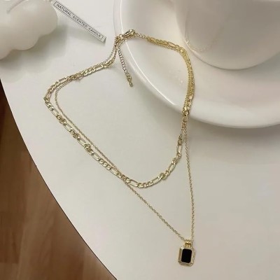 JRISSY Square Layered Chain Necklace Gold-plated Plated Alloy Layered