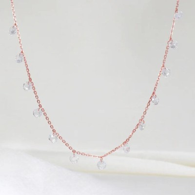 Trishty Rose Gold Queen Necklaces Cubic Zirconia Rhodium Plated Sterling Silver Necklace