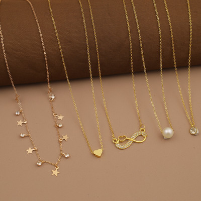 pearl jewelllry COMBO OF 5 NECKLACE CHAIN FOR DAILY WEAR WOMENS AND GIRLS Gold-plated Plated Alloy Necklace