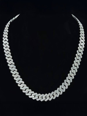HB Collection Iced Out CZ Miami Cuban Style Latest Trend Fancy Neck Chain Cubic Zirconia Copper Plated Alloy Chain
