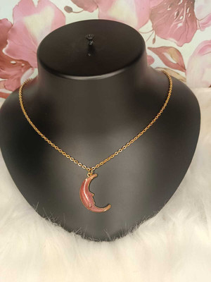 Amoha Korean western half moon chain and pandent for girls and womens Cubic Zirconia Gold-plated Plated Alloy Chain Set