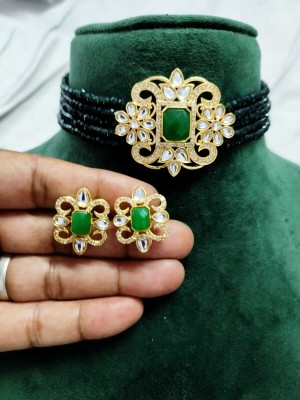 Shree Shyam Brass Gold-plated Green Jewellery Set(Pack of 1)