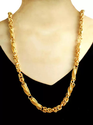 Ganashca 1 gram High Quality Indian Polished “20” Inches Gold Chain for Men and boy Gold-plated Plated Alloy Chain
