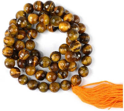 REIKI CRYSTAL PRODUCTS Natural Tiger Eye 10 mm Faceted Beads Jaap Mala/Necklace for unisex Beads, Tiger's Eye Stone, Crystal Necklace