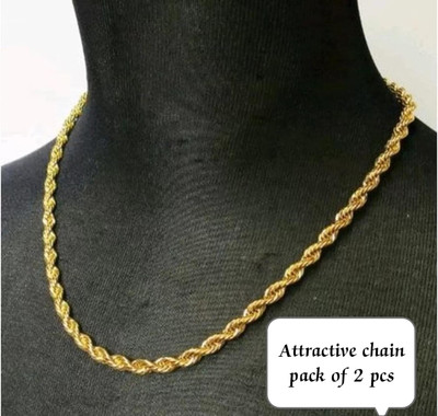 JSP Pack of 2 Mala Double standards curve Golden New Trending Chain Agate Gold-plated Plated Brass Chain