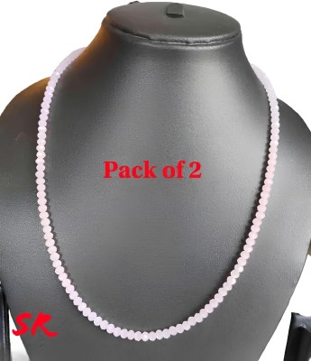 S R STORE White plain crystal chain Glass stone beads single line chain ( pack of 2 ) Crystal Crystal Necklace