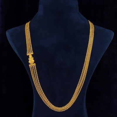 VRAJ JEWELLRY 1 GRAM GOLD PLATED 24-INCH LONG CHAIN DOUBLE MOPU CHAIN PENDANT FOR WOMEN/GIRLS. Cubic Zirconia Gold-plated Plated Brass Necklace Set