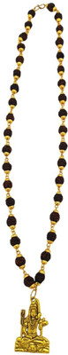 LOTUS Store Most Beautiful 5 Mukhi Rudraksha 5 Mukhi Rudraksha Mala Beads Gold-plated Plated Brass, Wood Necklace