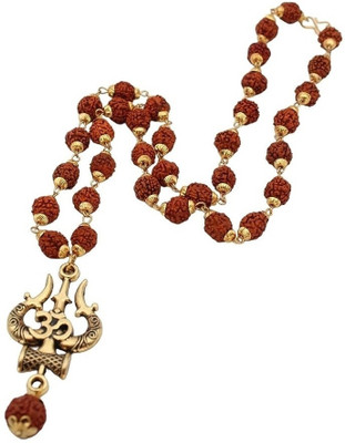 Divine rudras Mahakal Locket with Rudraksha Mala, Trishul Damru Pendant, Spiritual Shiva mala Rhodium Plated Rudraksha Chain