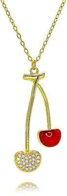 Glamovia Cherry Pendant Choker Necklace Message Card With Gift Box (Best Friend) Zircon Alloy Necklace