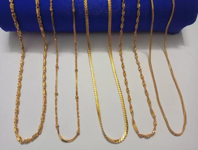 REIRSON 24 inch Chain combo pack of 5 Gold-plated Plated Alloy Chain Gold-plated Plated Alloy Chain