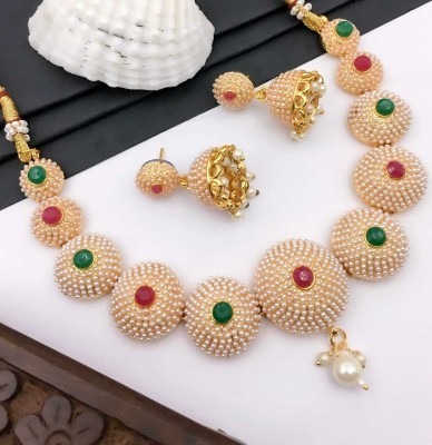 JSA Kundan Choker Pearl Gold-plated Plated Alloy Choker