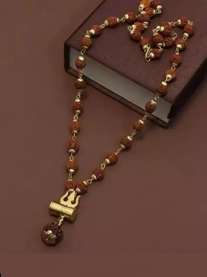 Maashakti Rudraksha Shiv Damru trishul Mala Gold-plated Plated Brass Chain