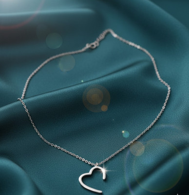 aarasta Half-Heart Silver Oxide Necklace Metal Chain Set