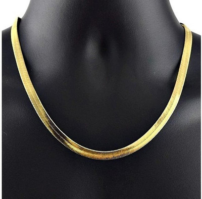 Syfer Herringbone Gold Chain for Men and Women Fashion Gold Chain 4MM (22 inch) Gold-plated Plated Stainless Steel Chain