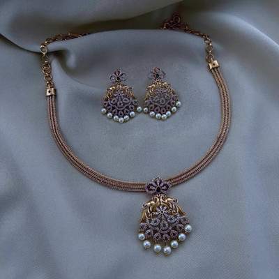 Influtive Brass Gold-plated Gold Jewellery Set(Pack of 1)