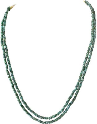 SURAT DIAMONDS Exquisite Two-Line 110cts Real Natural Green Emerald Beads Necklace Emerald Metal Necklace