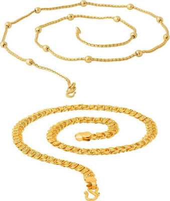 Trendy Gold LIGHT YELLOW COLOUR PLATED SIZE 20-21 INCH Gold-plated Plated Brass Chain Set
