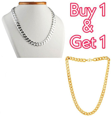 AGFashion 2 pack ,golden and silver necklace chain/14k golden boy and girls chain Gold-plated, Silver Plated Stainless Steel Chain Set