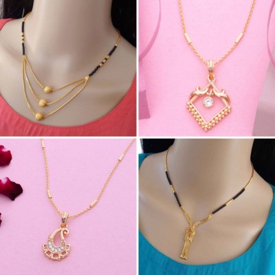 Dency Combo of 4 Lightweight Gold Plated Brass Necklaces Gold-plated Plated Brass Chain