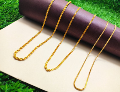 Divyanshi Collection COMBO OF 3 PARTYWEAR GOLD PLATED MEN WOMEN CHAIN Gold-plated Plated Brass Chain