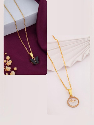 Dressberry Elegant new charms Set of 2 for Girls and Women Gold-plated Plated Brass Chain