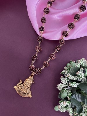 Digital Dress Room Lord Shiva Pendant Rudraksha Mala In Gold Plated Chain Mens & Boys Jewellery Gold-plated Plated Rudraksha Necklace