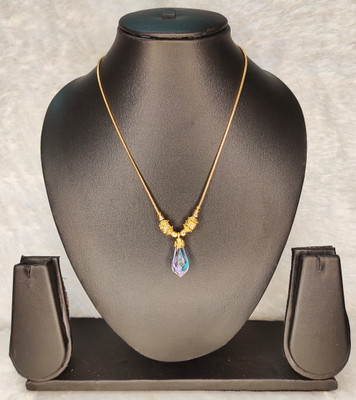RoyalGold 16 Inch Crystal Gold-plated Plated Brass Chain
