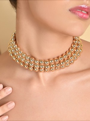 TONIQ Gold Beaded Statement Choker necklace Gold-plated Plated Alloy Necklace