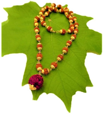 braj bazar 5 Mukhi Rudraksha Mala Gold-plated Beads Gold-plated Plated Brass Chain Set