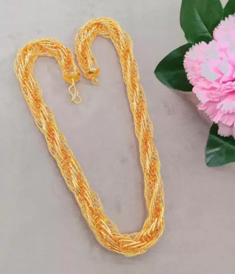 LASAVAMON 1 gram High Quality Indian Polished “20” Inches Gold Chain for Men and boy Gold-plated Plated Alloy Chain