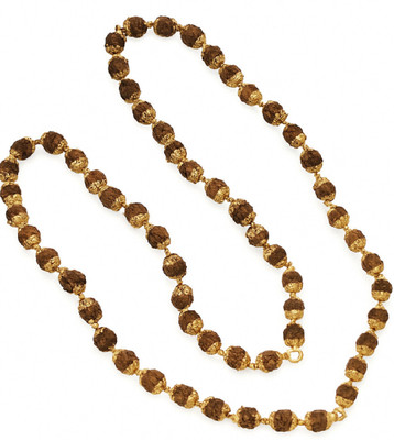 Ceylonmine01 Rudraksha Cap Mala Premium Quality 7mm Beads Golden Capping 40 Beads Daily Use Beads Gold-plated Plated Stone Chain