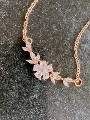 Radheshyam Creation R. Rose Gold Necklace Set Cubic Zirconia Gold-plated Plated Alloy Necklace