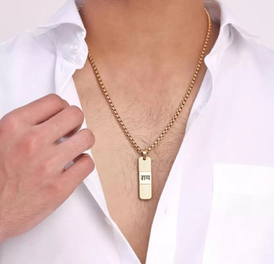 Pamadhya Gold-Plating Premium Om Dotted Pendant With Chain Gold-plated Alloy Pendant Set