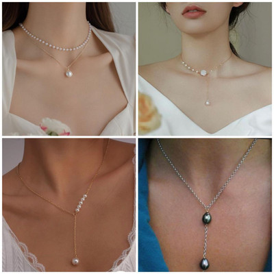 Aviman Creations beautiful white pearl chain combo sets Beads Gold-plated Plated Glass Chain Set