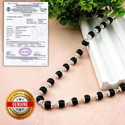 VIBESLE Natural Karungali Malai Original 8mm | Certified Karungali Mala 108 Beads Wood Necklace