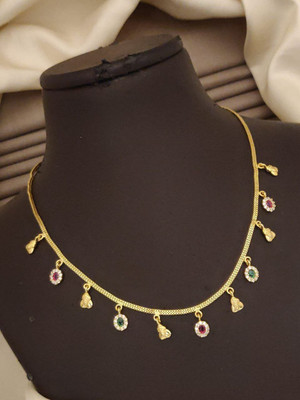 S K D J Cubic Zirconia, Diamond, Crystal Gold-plated Plated Brass Necklace