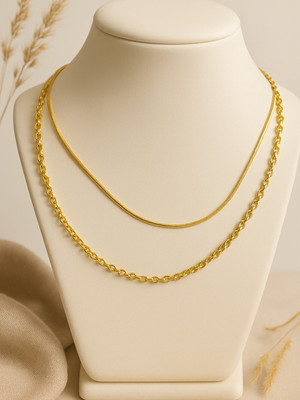 Garnisha Premium Gold Plated Necklace Set for Women | Wedding Jewellery Gold-plated Plated Brass, Metal Necklace