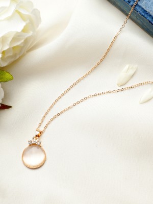 DESTINY JEWEL'S New Korean Design Round Crystal Décor Pendant Necklace For Women & Girls Beads Gold-plated Plated Alloy Necklace