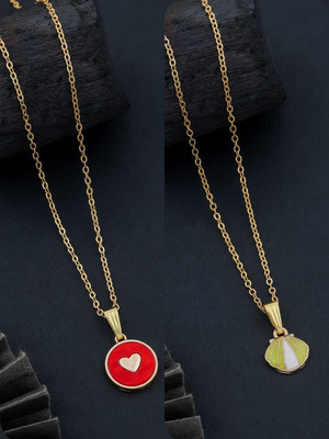 Dressberry Elegant Pack of 2 Necklace Chains – Must-Have Collection Gold-plated Brass Pendant Set