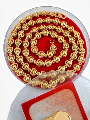 HN JEWELLERY One Gram Imported Heart Designer 24 Inch Long For Women Gold-plated Plated Brass Chain
