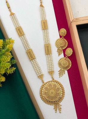 Krishna Enterprise Alloy Gold-plated White Jewellery Set(Pack of 1)