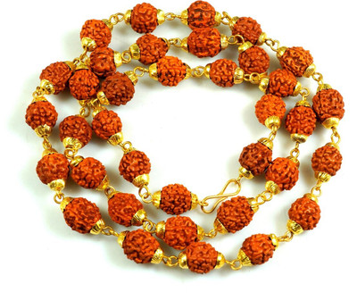 RATAN BAZAR Rudraksha Mala with Golden Cap | natural & Effective | Rudraksha mala Gold-plated Plated Rudraksha Chain
