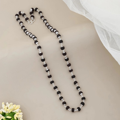 EiVAA Handcrafted Silver Plated Karungali Mala for Meditation & Daily Wear Beads Silver Plated Metal Chain