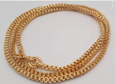 XAYIZ 1 gram High Quality Indian Polished “20” Inches GoldChain for Men and boy Gold-plated Plated Brass Chain