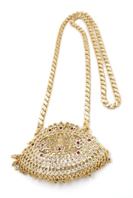 Anujeet Fashion Hub Gold Plated Covering Long Chain with AD Stone Big Lakshmi Dollar for Women/Girls Crystal Gold-plated Plated Copper Chain