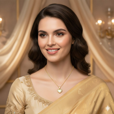 AuraFarm Heart Shape Cubic Zirconia Gold-plated Plated Brass, Alloy Necklace