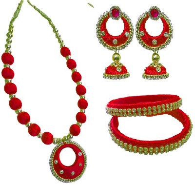 SCFPKPR Stone, Dori Red Jewellery Set(Pack of 1)