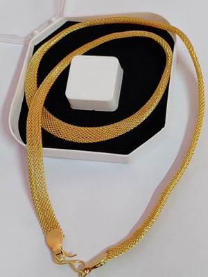 Trendy Gold 1 gram gold plated 21 inches FLET SNAKE Indian polish chain for mens, women Gold-plated Plated Alloy Chain