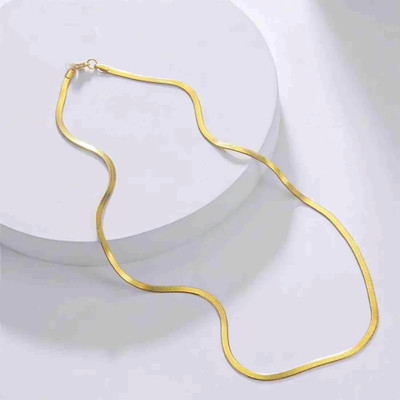 REVERSEA Waterproof Anti Tarnish Snake Patti Design 3mm Stainless Steel Gold Neck Chain 900 Silver Plated Stainless Steel Chain
